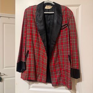 Vintage Red Plaid Stewart Tartan Smoking Jacket Robe